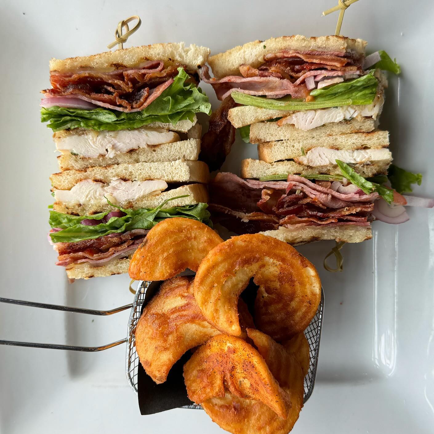 club sandwich and fries
