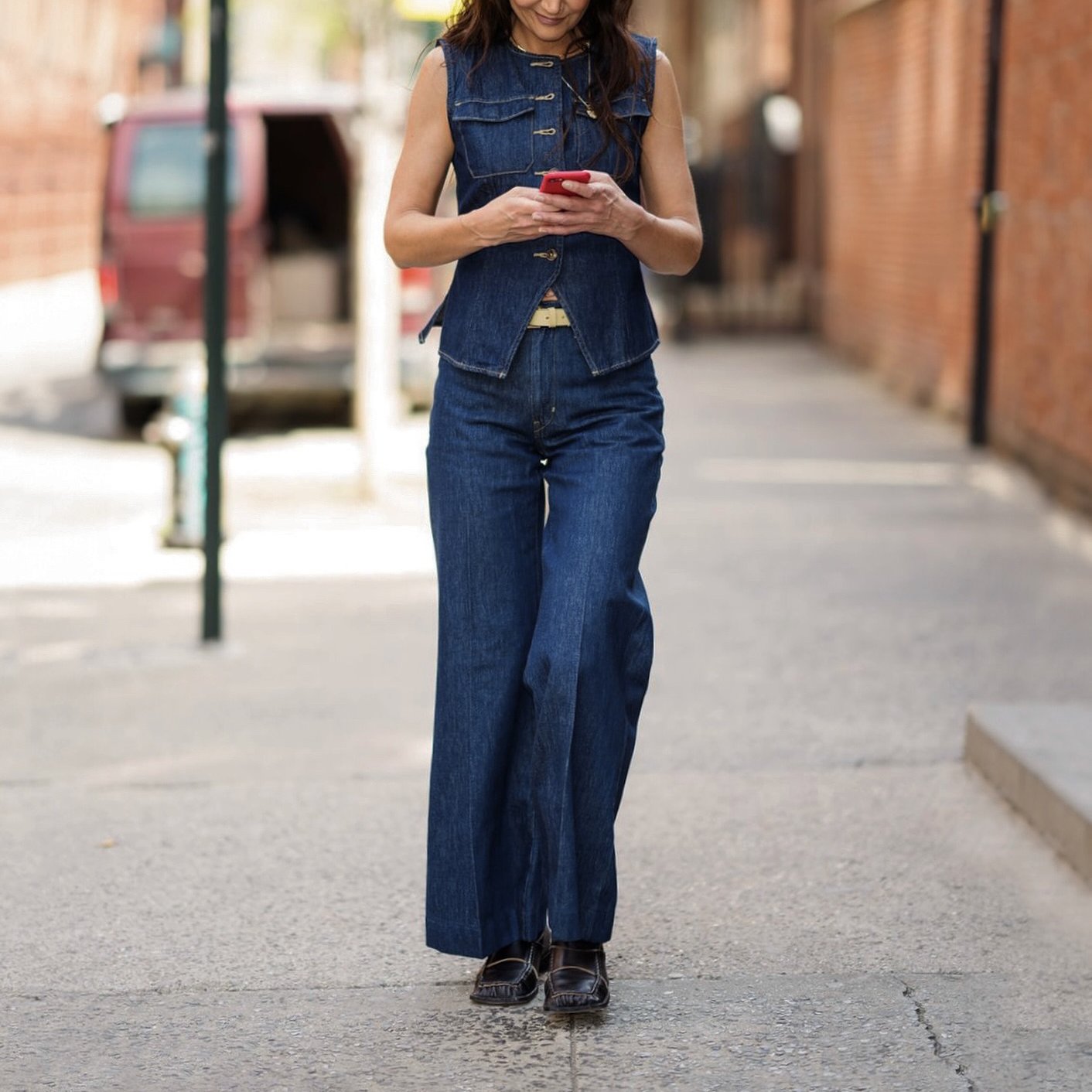 Banana Republic dark wash denim outfit